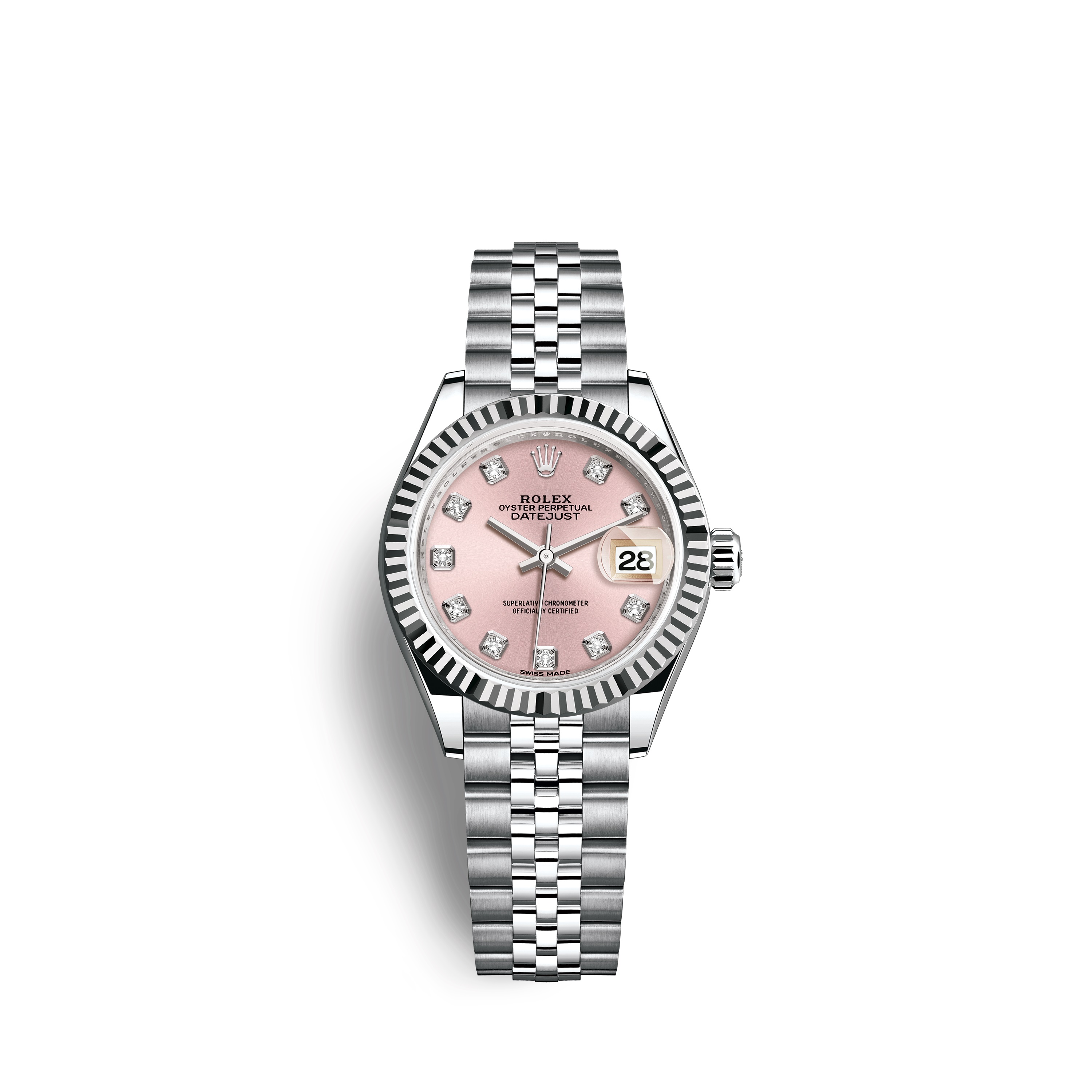 Lady-Datejust 28 279174 White Gold & Stainless Steel Watch (Pink Set with Diamonds)