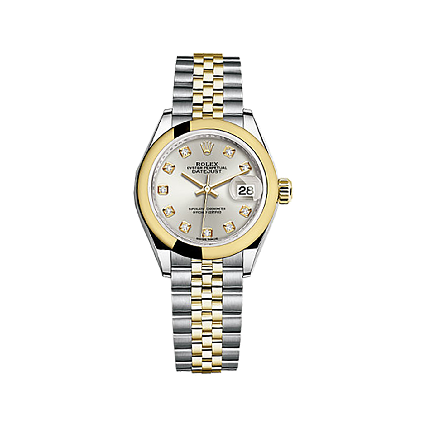 Lady-Datejust 28 279163 Gold & Stainless Steel Watch (Silver Set with Diamonds)