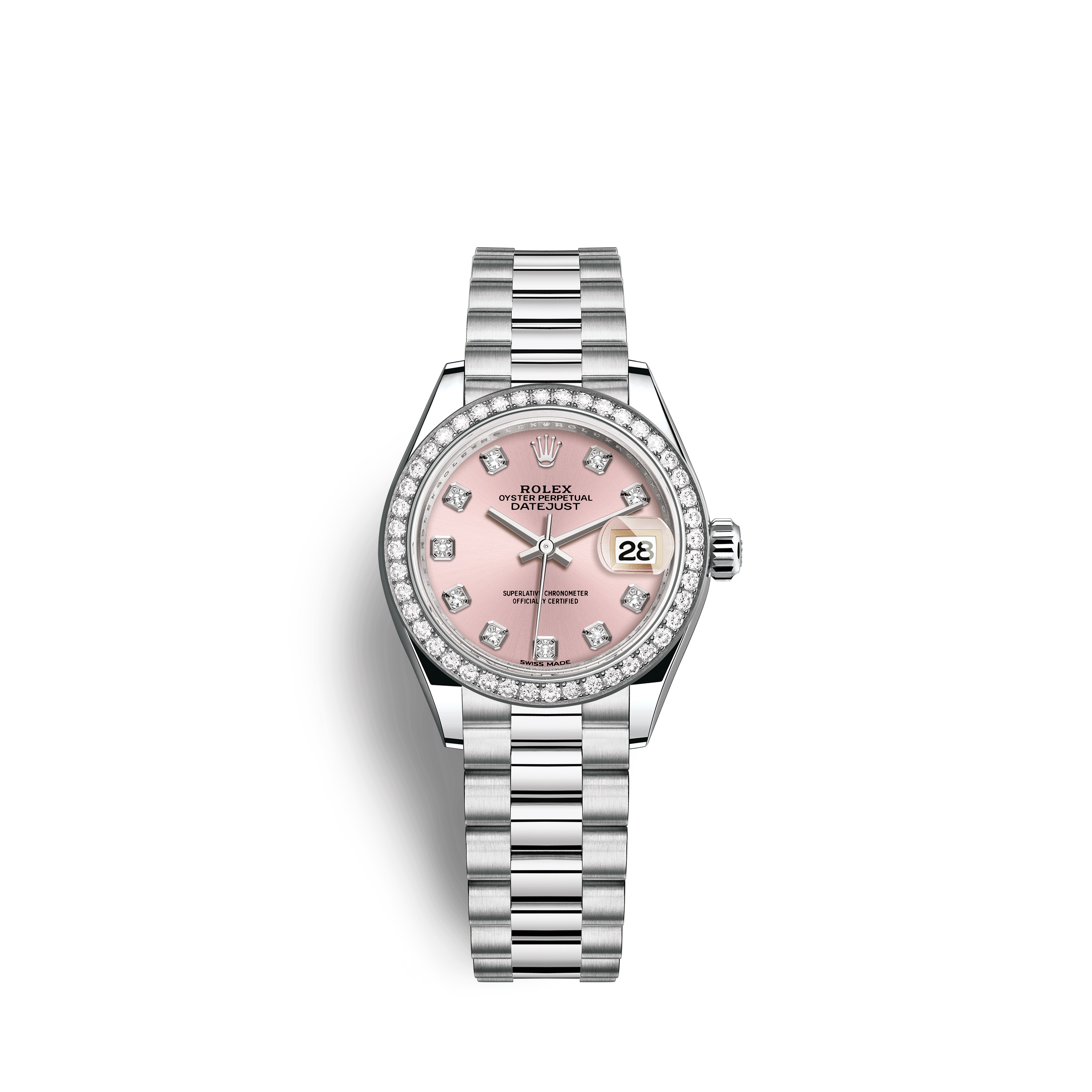 Lady-Datejust 28 279136RBR Platinum & Diamonds Watch (Pink Set with Diamonds)