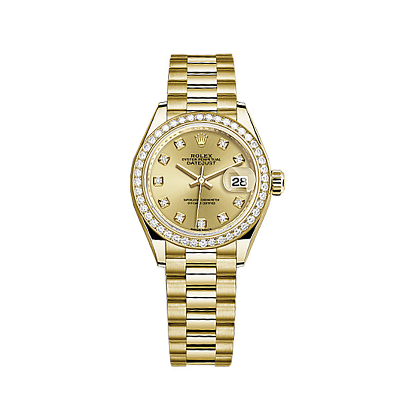 Lady-Datejust 28 279138RBR Gold & Diamonds Watch (Champagne Set with Diamonds)