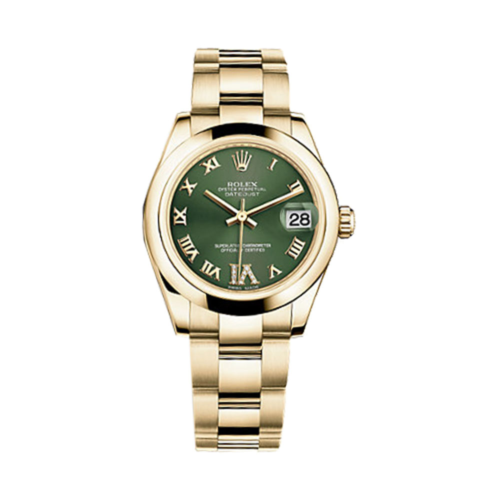 Datejust 31 178248 Gold Watch (Olive Green Set with Diamonds)