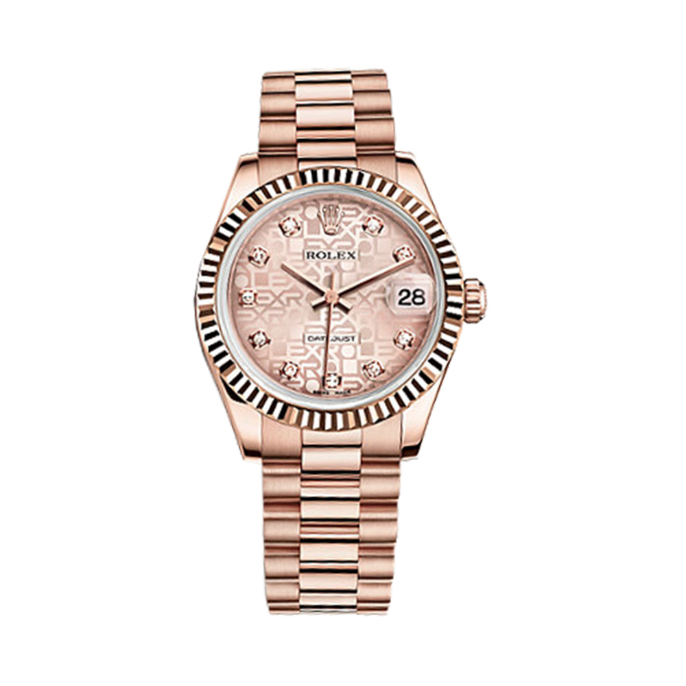 Datejust 31 178275f Rose Gold Watch (Pink Jubilee Design Set with Diamonds)