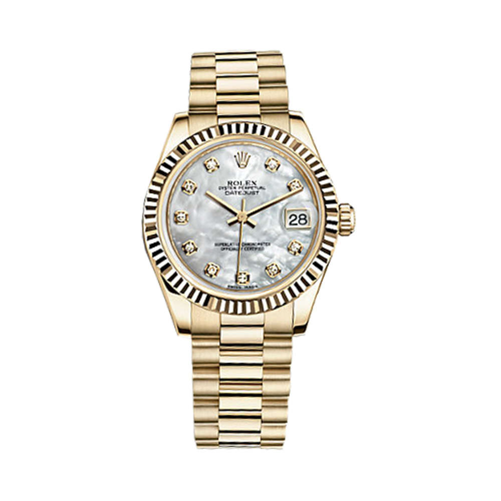 Datejust 31 178278 Gold Watch (White Mother-of-Pearl Set with Diamonds)