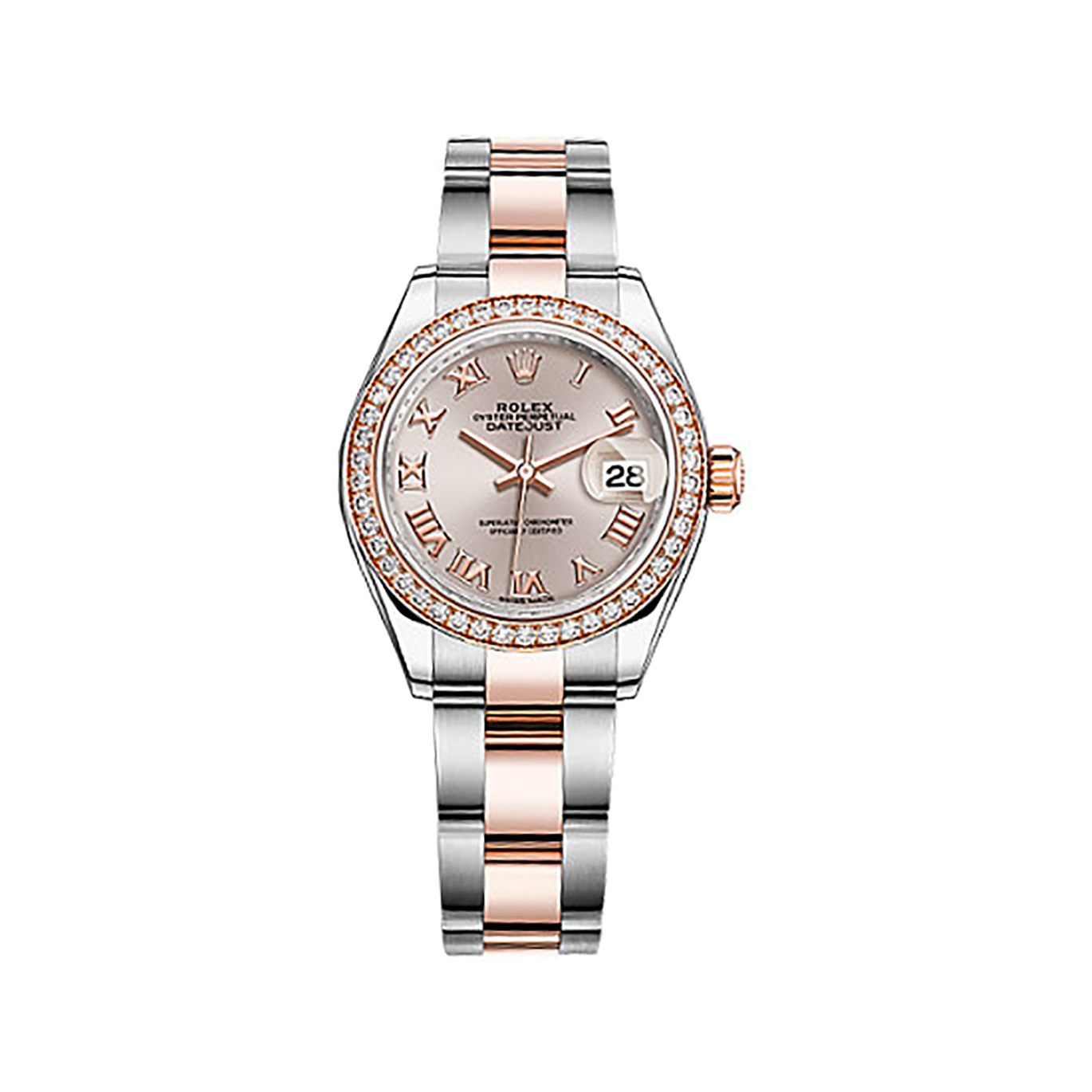 Lady-Datejust 28 279381RBR Rose Gold & Stainless Steel & Diamonds Watch (Sundust)