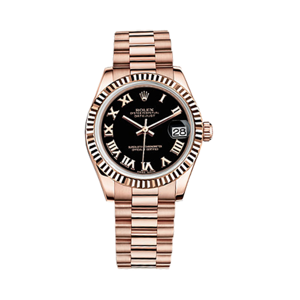 Datejust 31 178275f Rose Gold Watch (Black)