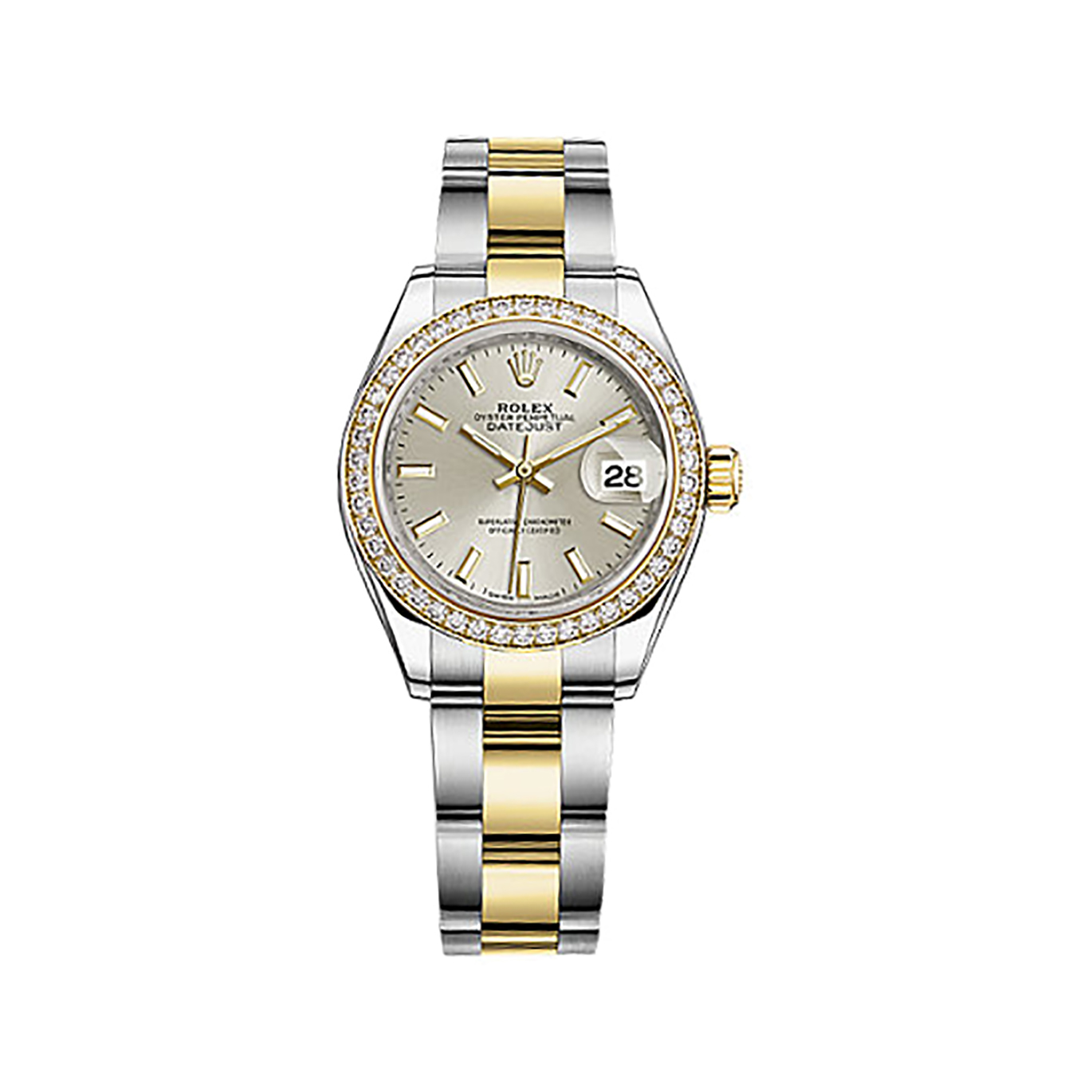 Lady-Datejust 28 279383RBR Gold & Stainless Steel & Diamonds Watch (Silver)