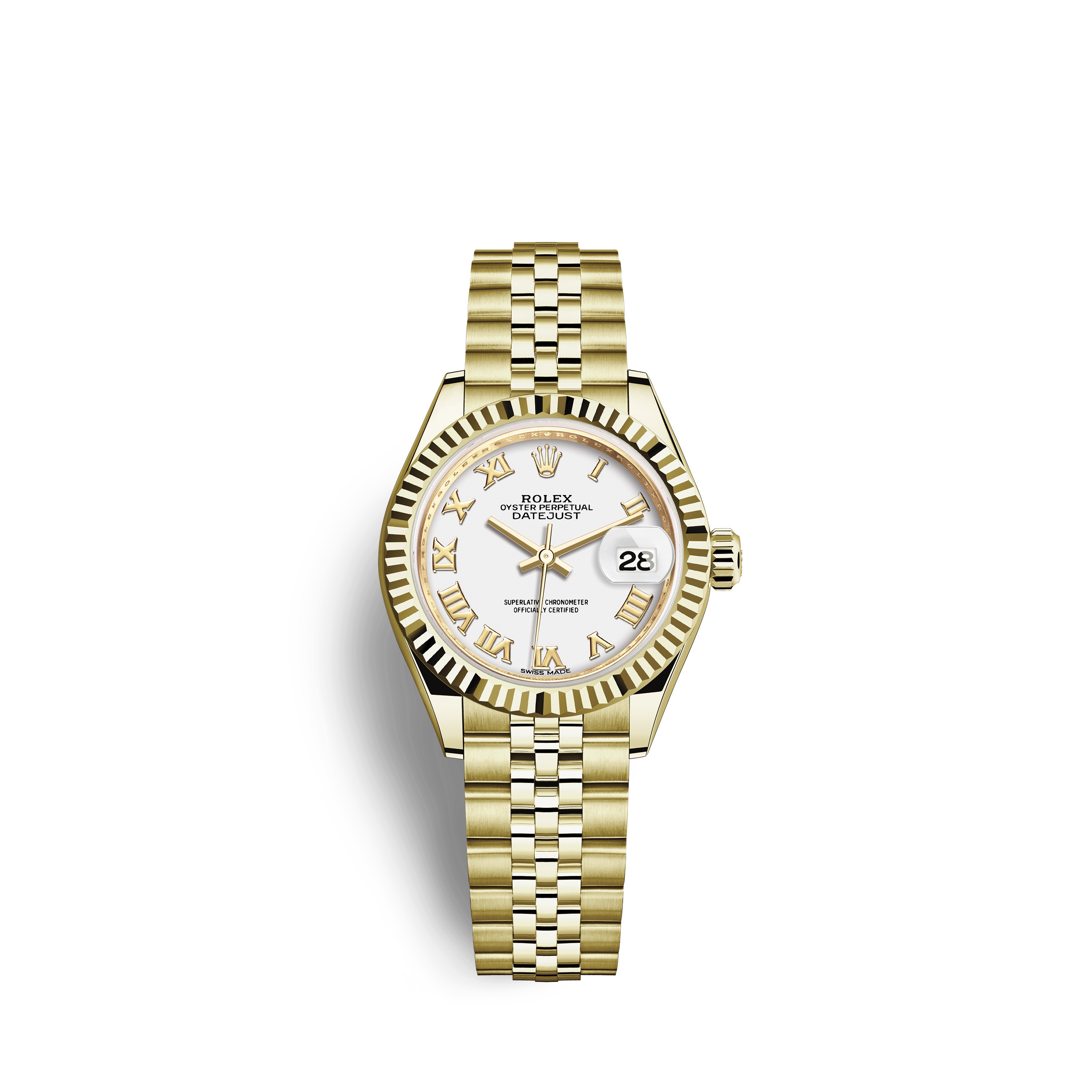 Lady-Datejust 28 279178 Gold Watch (White) - Click Image to Close