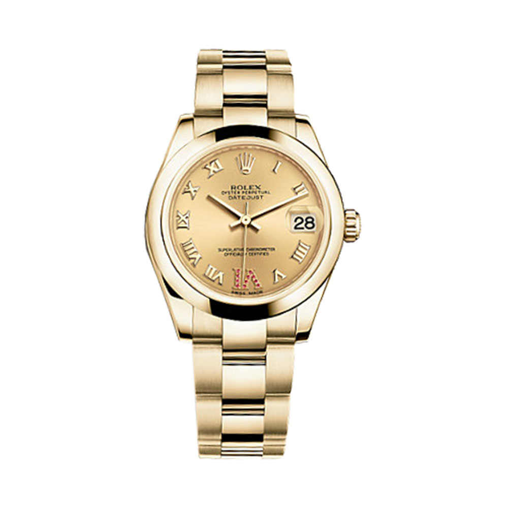 Datejust 31 178248 Gold Watch (Champagne Set with Rubies) - Click Image to Close