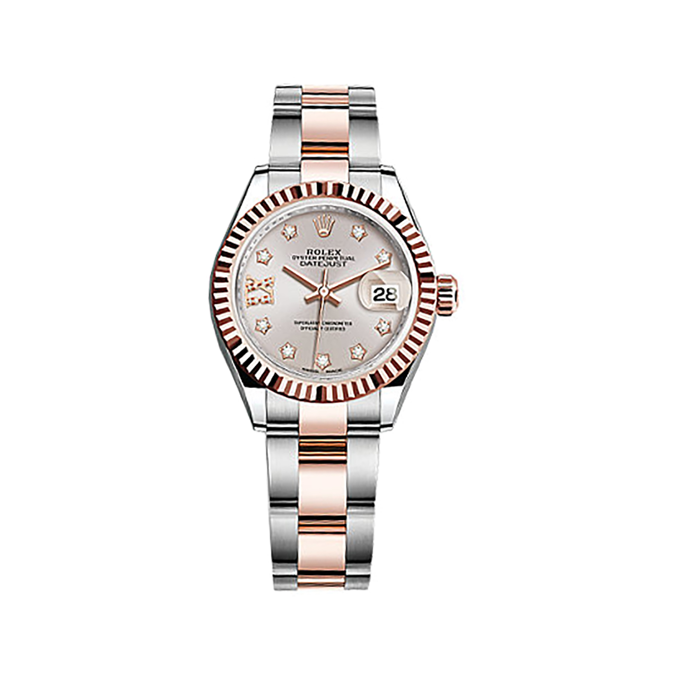 Lady-Datejust 28 279171 Rose Gold & Stainless Steel Watch (Sundust Set with Diamonds)