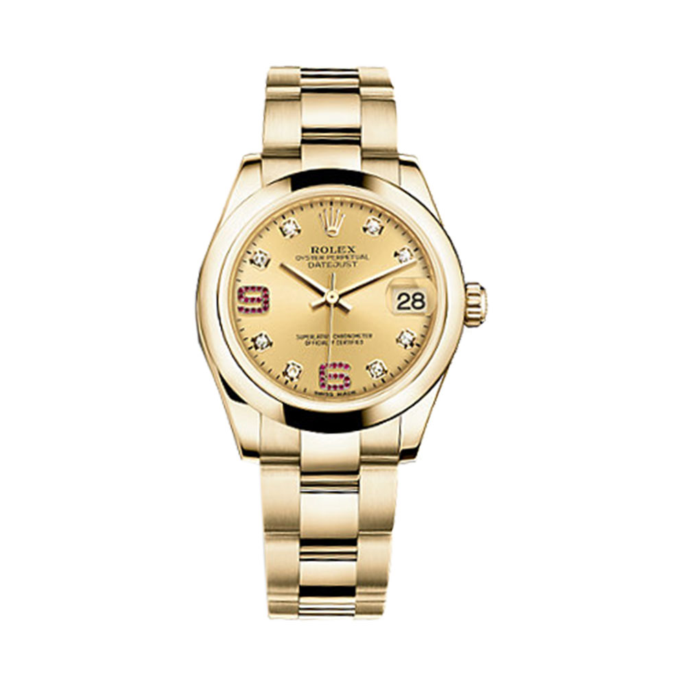 Datejust 31 178248 Gold Watch (Champagne Set with Diamonds and Rubies)