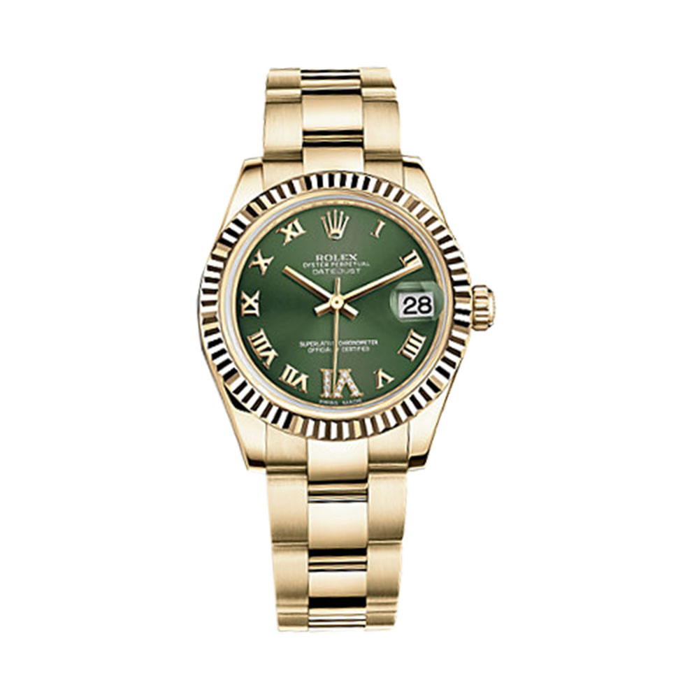Datejust 31 178278 Gold Watch (Olive Green Set with Diamonds)