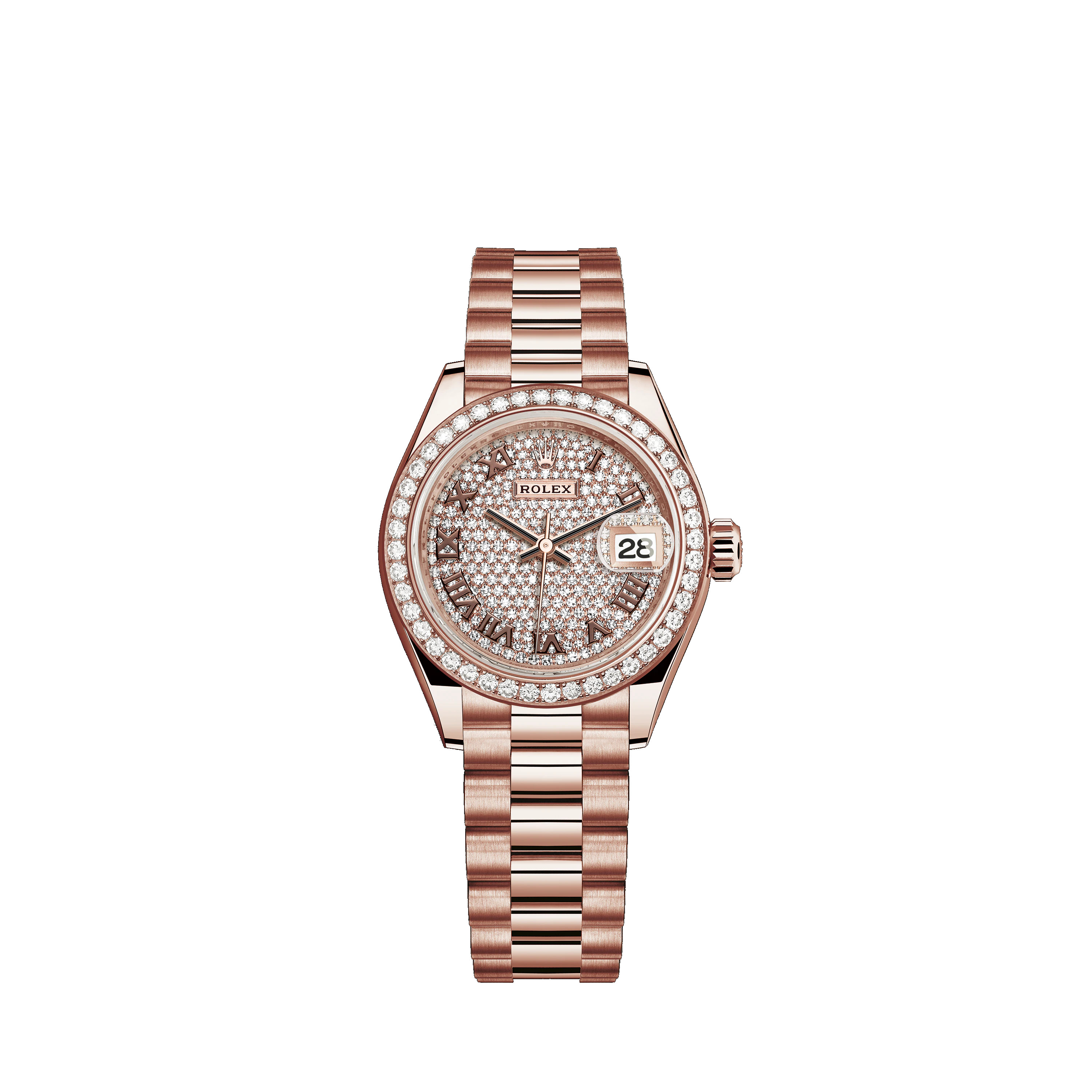 Lady-Datejust 28 279135RBR Rose Gold & Diamonds Watch (Diamond-Paved)