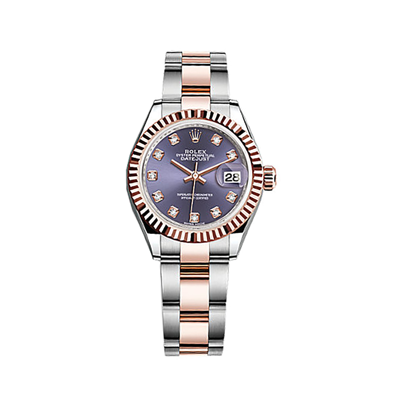 Lady-Datejust 28 279171 Rose Gold & Stainless Steel Watch (Aubergine Set with Diamonds)