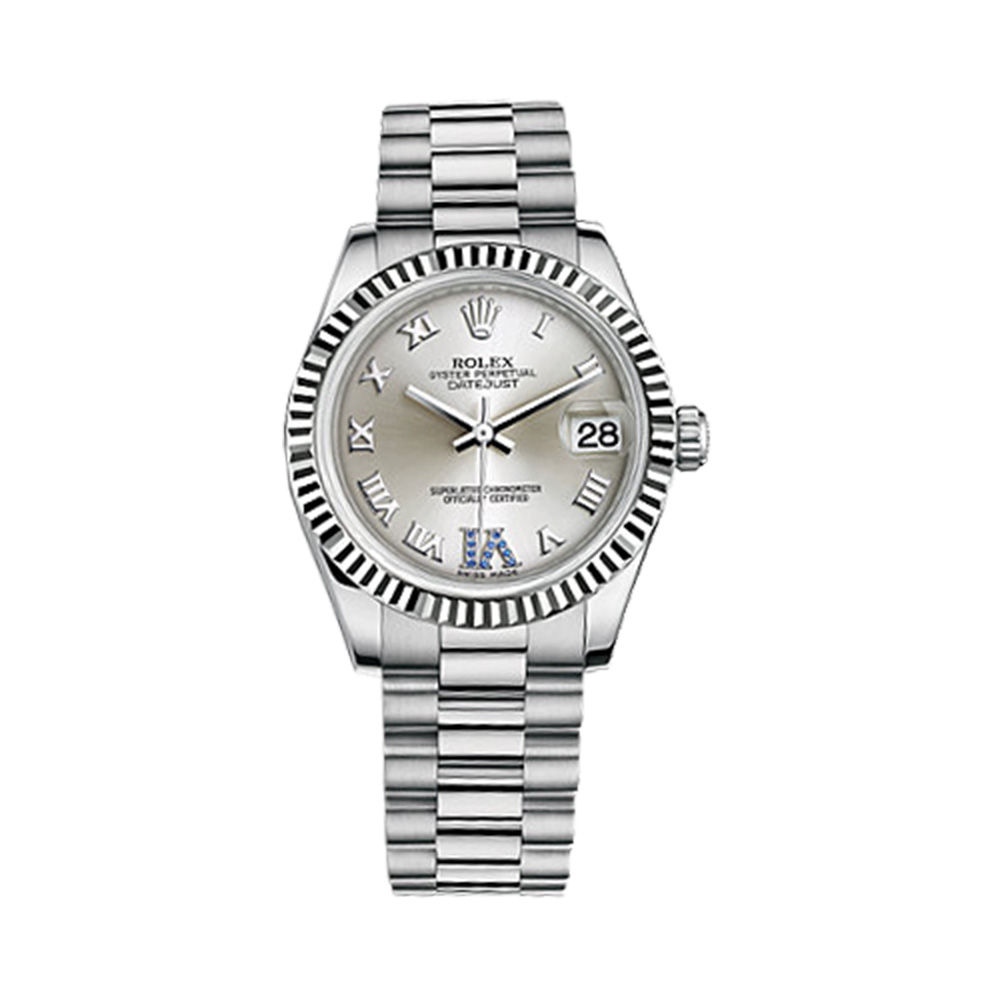 Datejust 31 178279 White Gold Watch (Silver Set with Sapphires)