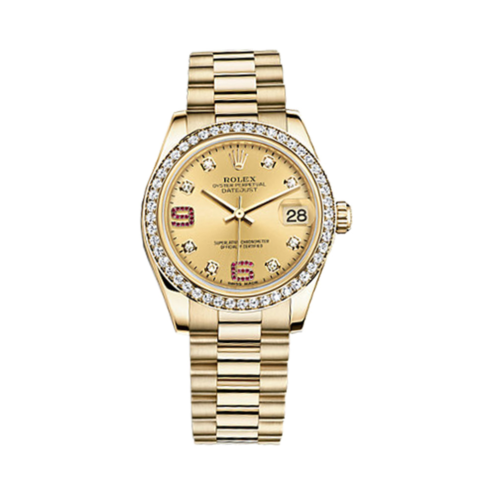 Datejust 31 178288 Gold & Diamonds Watch (Champagne Set with Diamonds and Rubies)