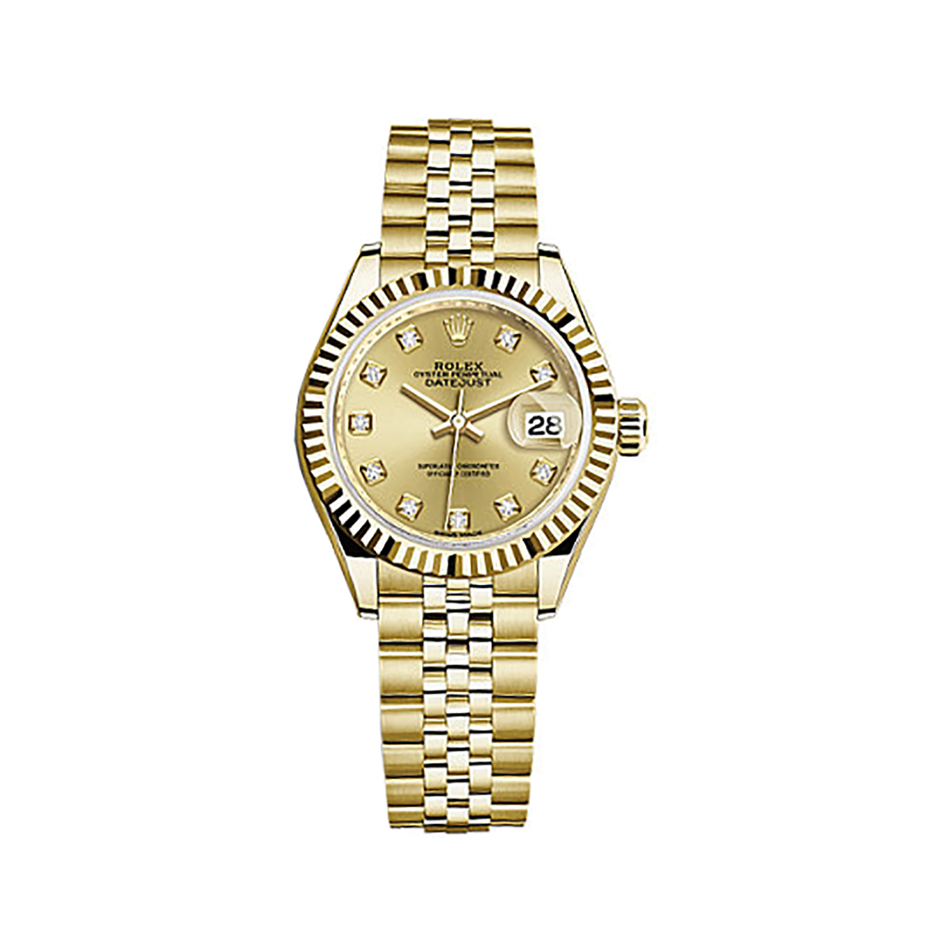 Lady-Datejust 28 279178 Gold Watch (Champagne Set with Diamonds)