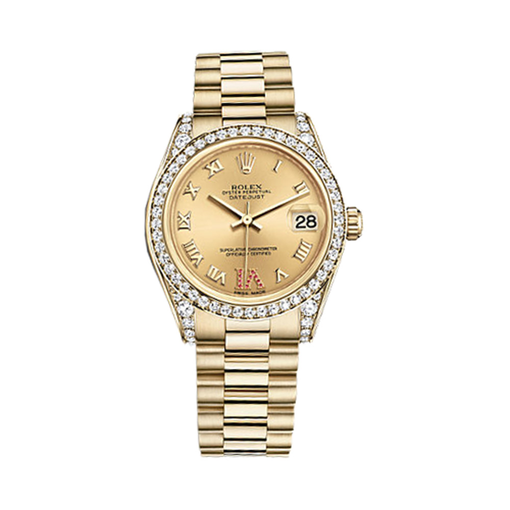 Datejust 31 178158 Gold & Diamonds Watch (Champagne Set with Rubies)