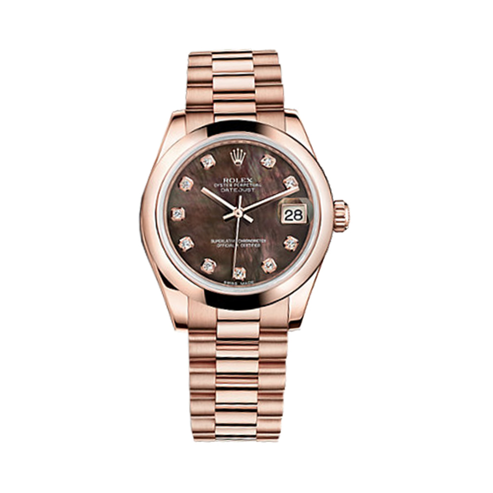 Datejust 31 178245f Rose Gold Watch (Black Mother-of-Pearl Set with Diamonds)