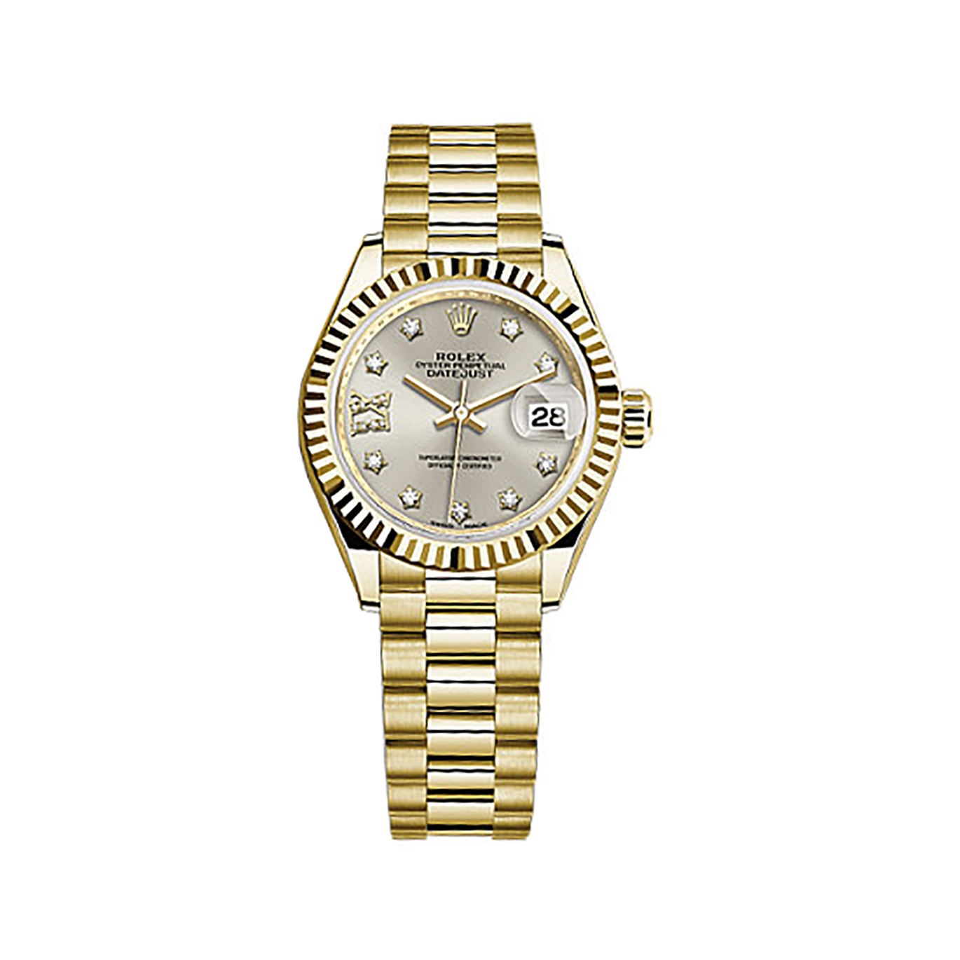 Lady-Datejust 28 279178 Gold Watch (Silver Set with Diamonds)