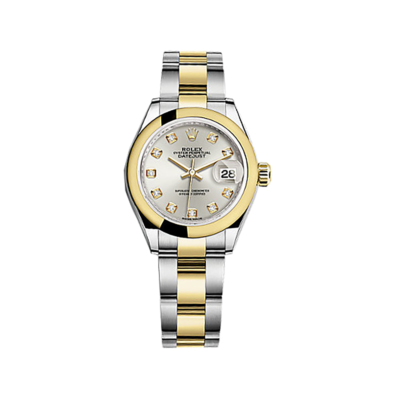 Lady-Datejust 28 279163 Gold & Stainless Steel Watch (Silver Set with Diamonds)
