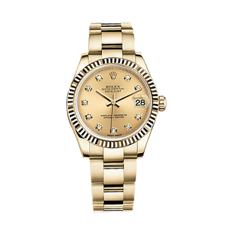 Datejust 31 178278 Gold Watch (Champagne Set with Diamonds)