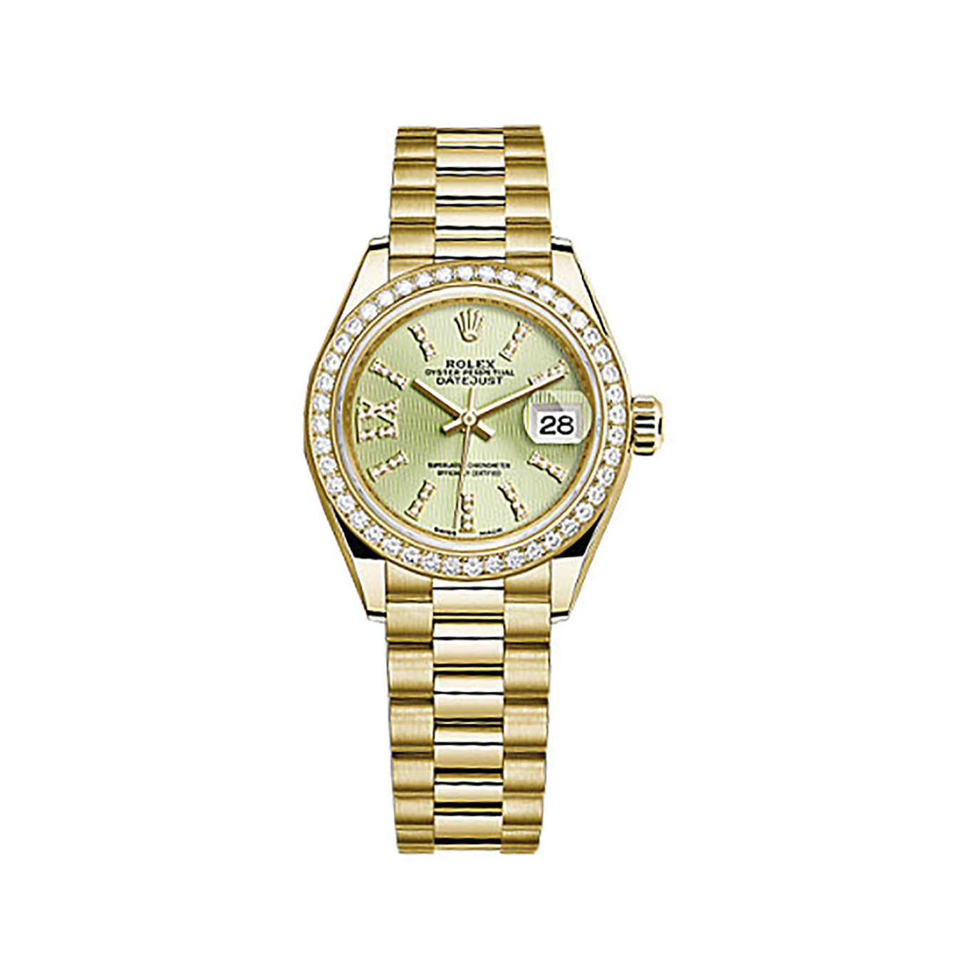 Lady-Datejust 28 279138RBR Gold & Diamonds Watch (Linden Set with Diamonds)