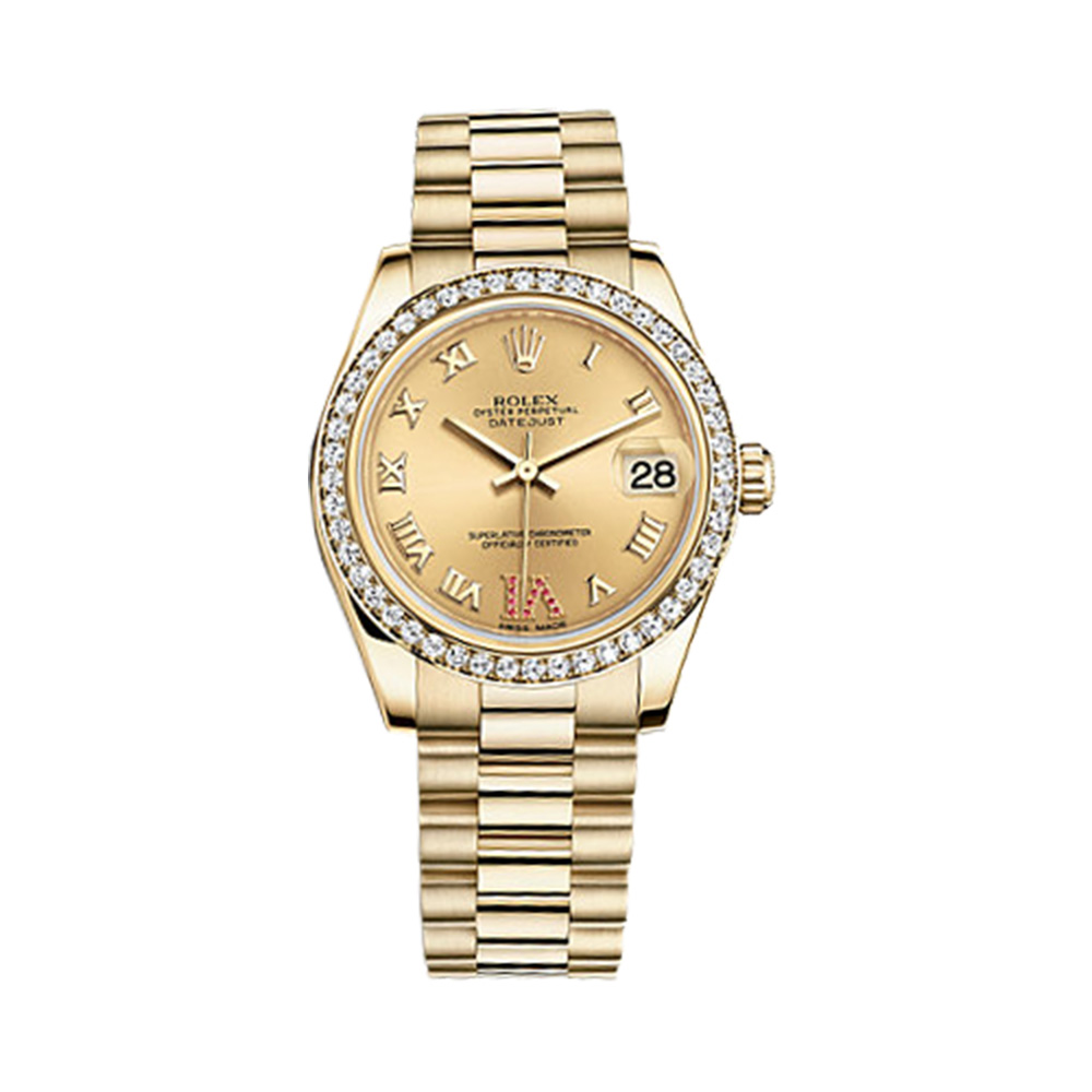 Datejust 31 178288 Gold & Diamonds Watch (Champagne Set with Rubies)