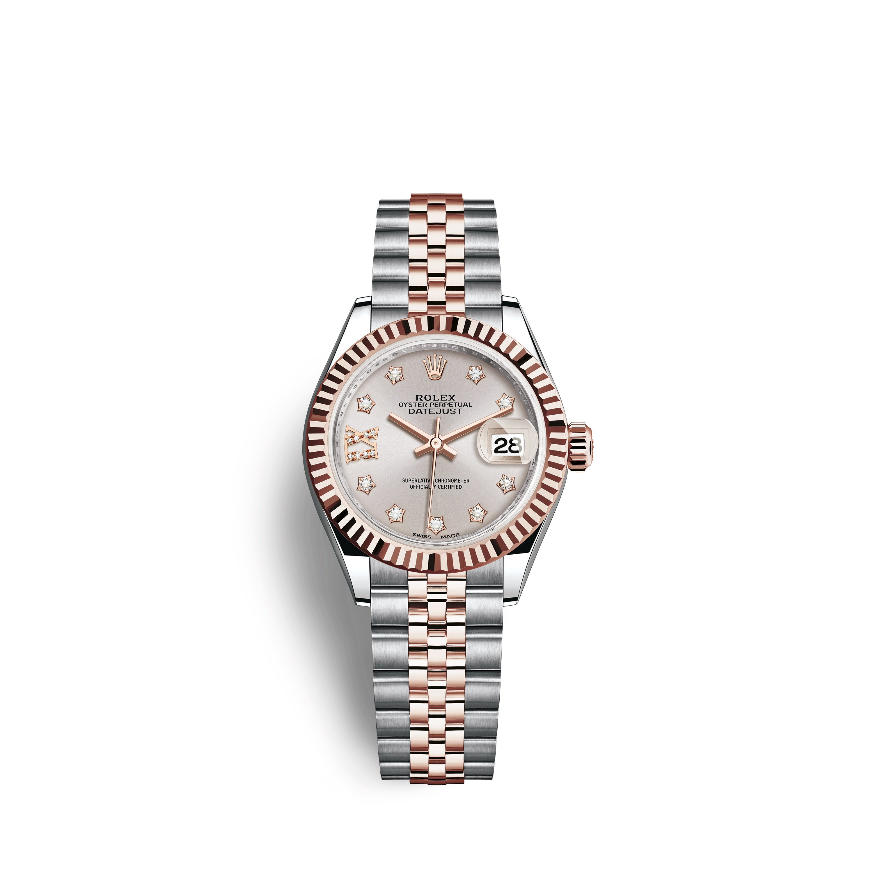 Lady-Datejust 28 279171 Rose Gold & Stainless Steel Watch (Sundust Set with Diamonds)