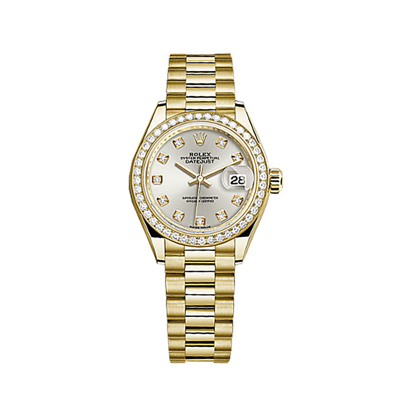 Lady-Datejust 28 279138RBR Gold & Diamonds Watch (Silver Set with Diamonds)
