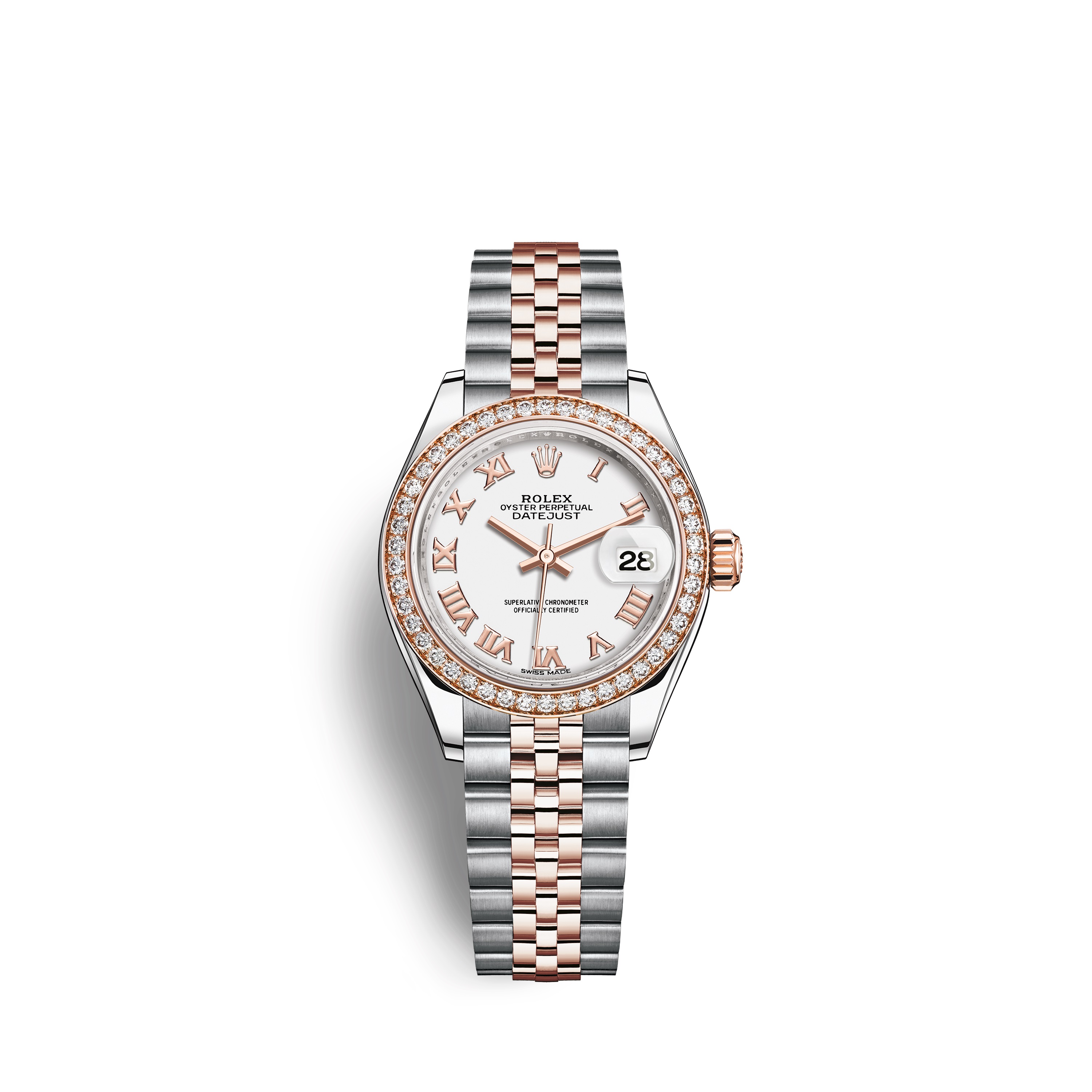 Lady-Datejust 28 279381RBR Rose Gold & Diamonds Watch (White)