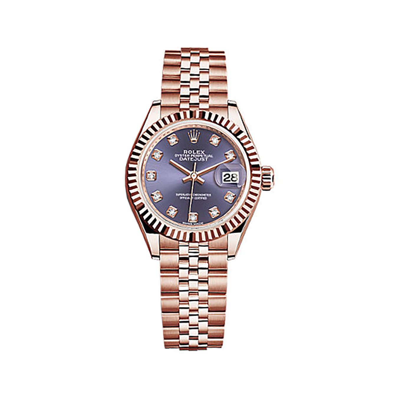Lady-Datejust 28 279175 Rose Gold Watch (Aubergine Set with Diamonds)