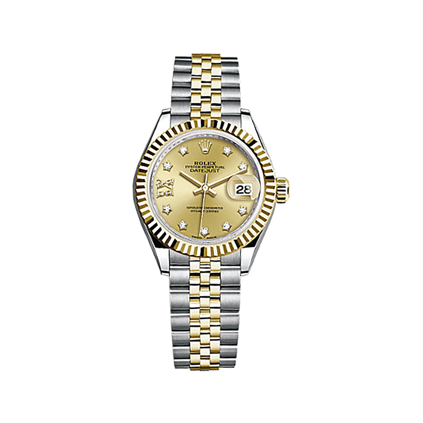 Lady-Datejust 28 279173 Gold & Stainless Steel Watch (Champagne Set with Diamonds)