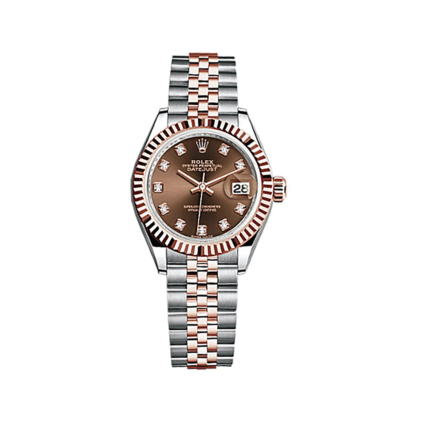 Lady-Datejust 28 279171 Rose Gold & Stainless Steel Watch (Chocolate Set with Diamonds)