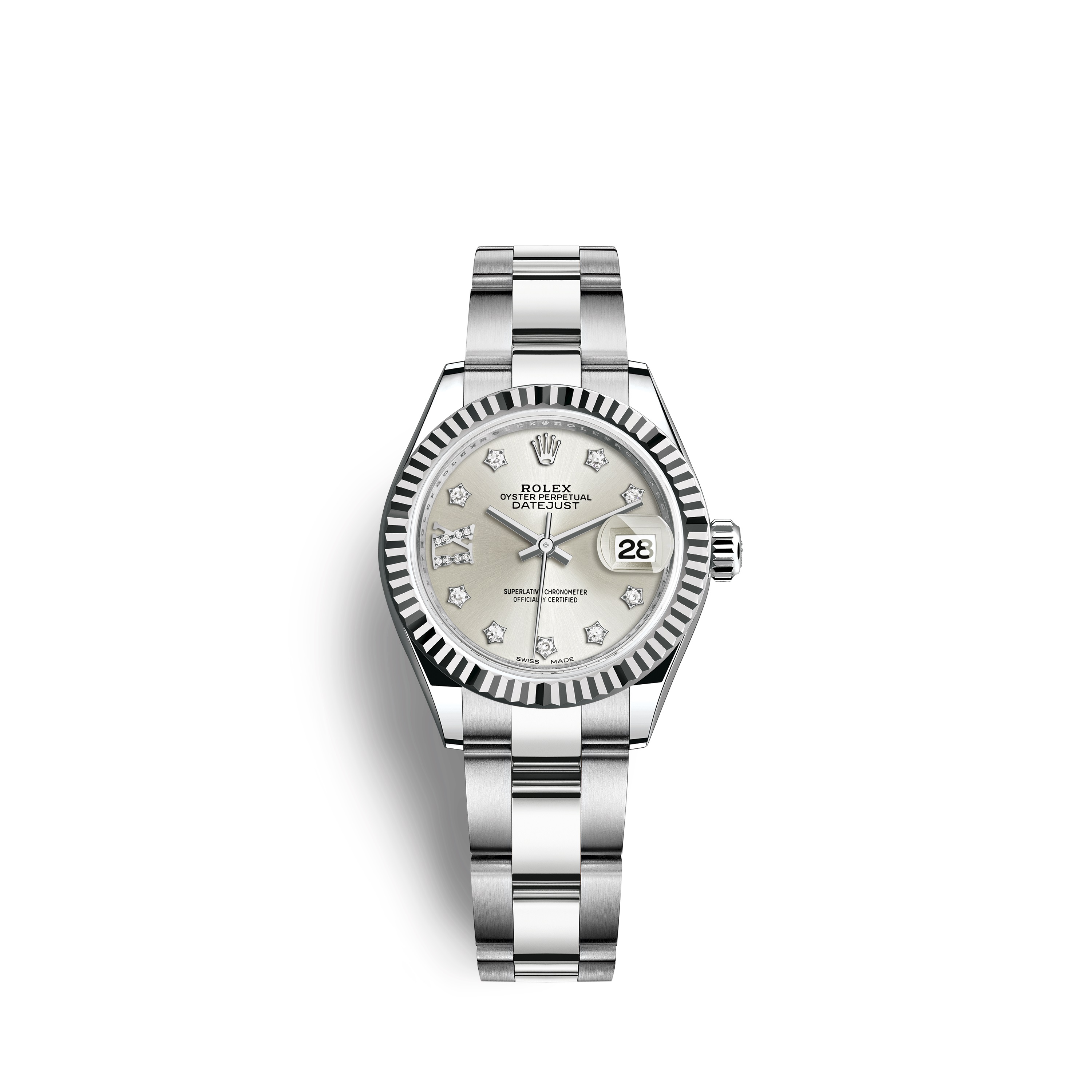 Lady-Datejust 28 279174 White Gold & Stainless Steel Watch (Silver Set with Diamonds) - Click Image to Close