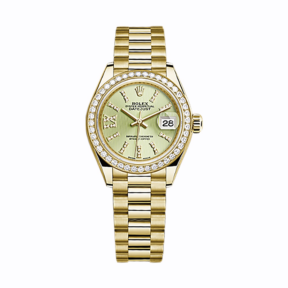 Lady-Datejust 28 279138RBR Gold Watch (Linden Set with Diamonds)