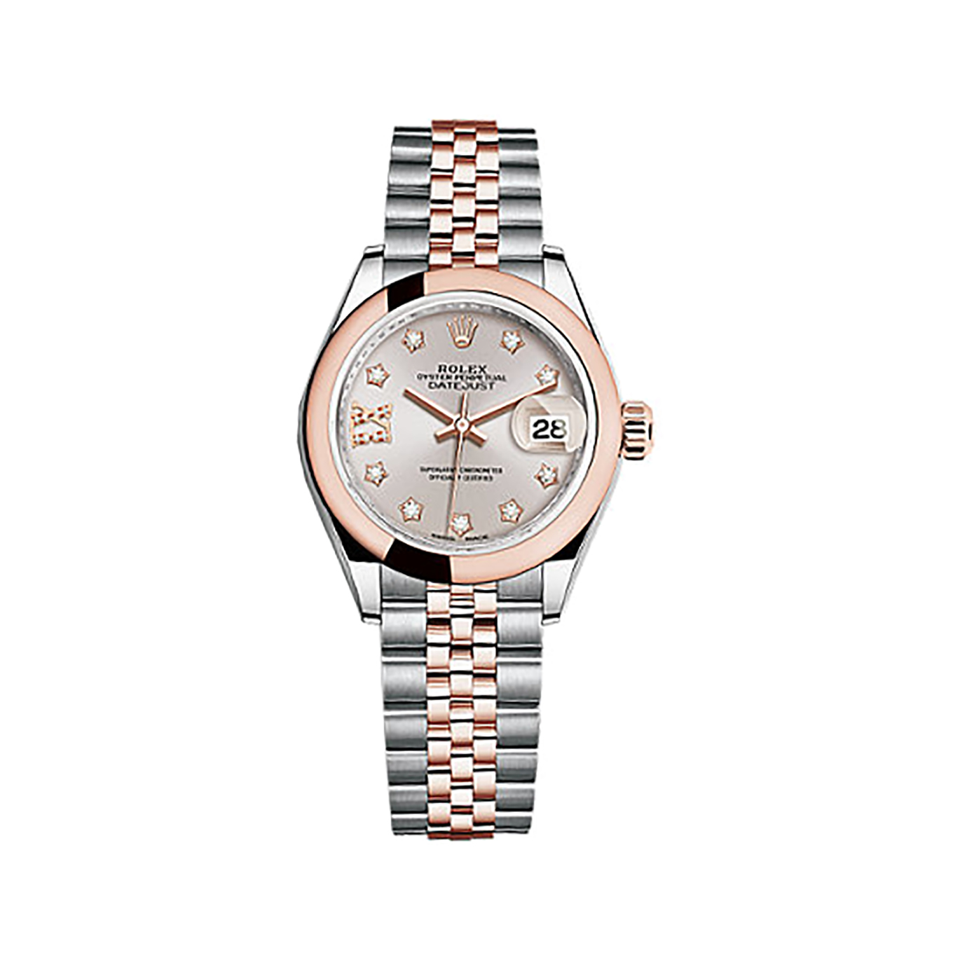 Lady-Datejust 28 279161 Rose Gold & Stainless Steel Watch (Sundust Set with Diamonds)