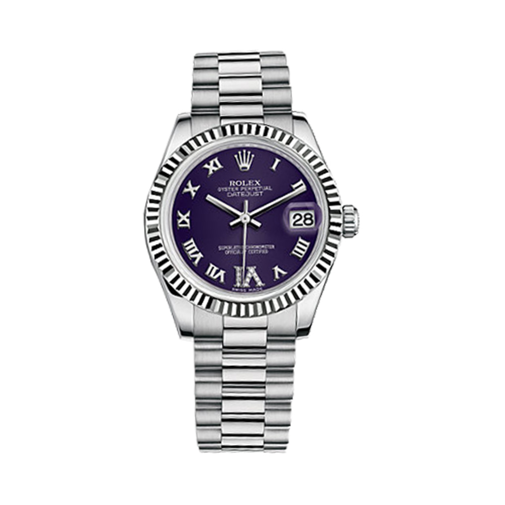 Datejust 31 178279 White Gold Watch (Purple Set with Diamonds)