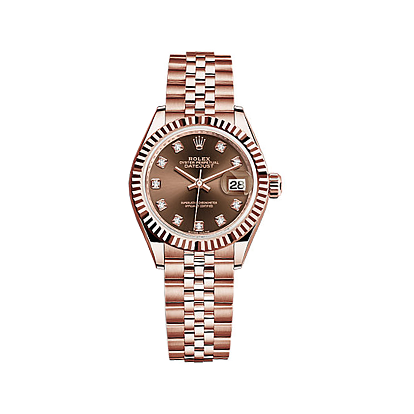 Lady-Datejust 28 279175 Rose Gold Watch (Chocolate Set with Diamonds)