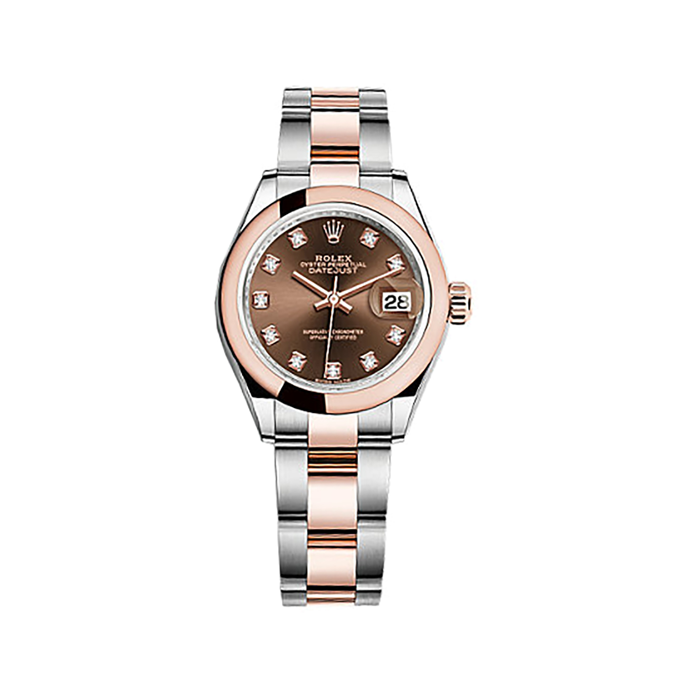 Lady-Datejust 28 279161 Rose Gold & Stainless Steel Watch (Chocolate Set with Diamonds)