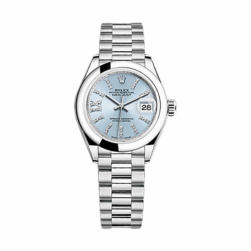 Lady-Datejust 28 279166 Platinum Watch (Ice Blue Set with Diamonds)