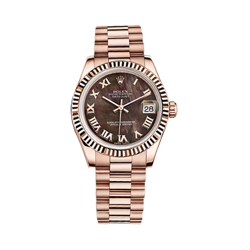 Datejust 31 178275f Rose Gold Watch (Black Mother-of-Pearl)