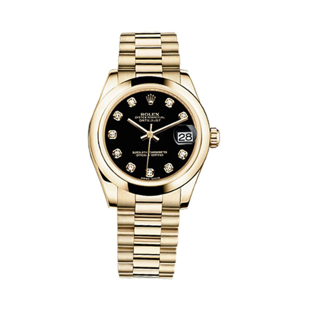 Datejust 31 178248 Gold Watch (Black Set with Diamonds)