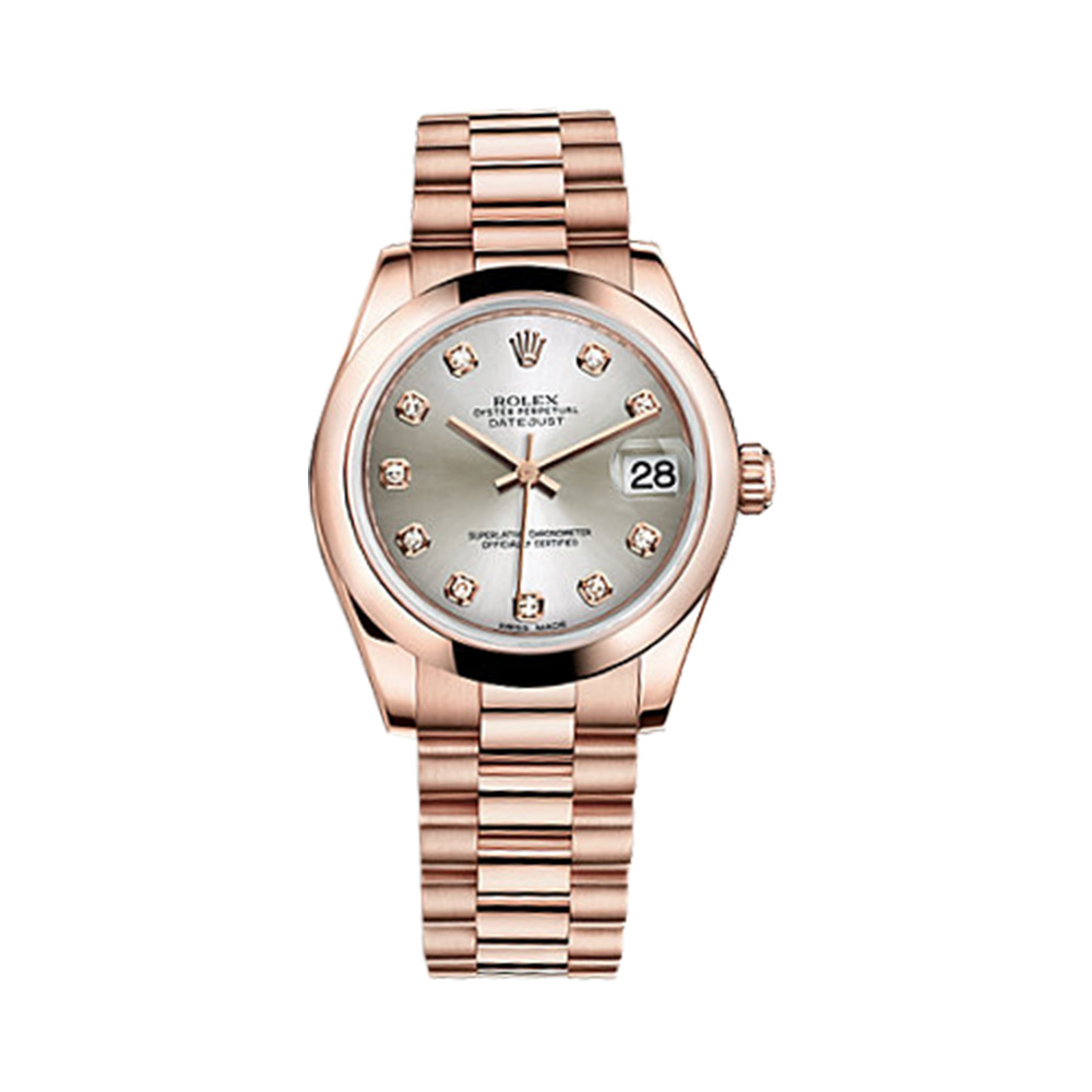 Datejust 31 178245f Rose Gold Watch (Silver Set with Diamonds)