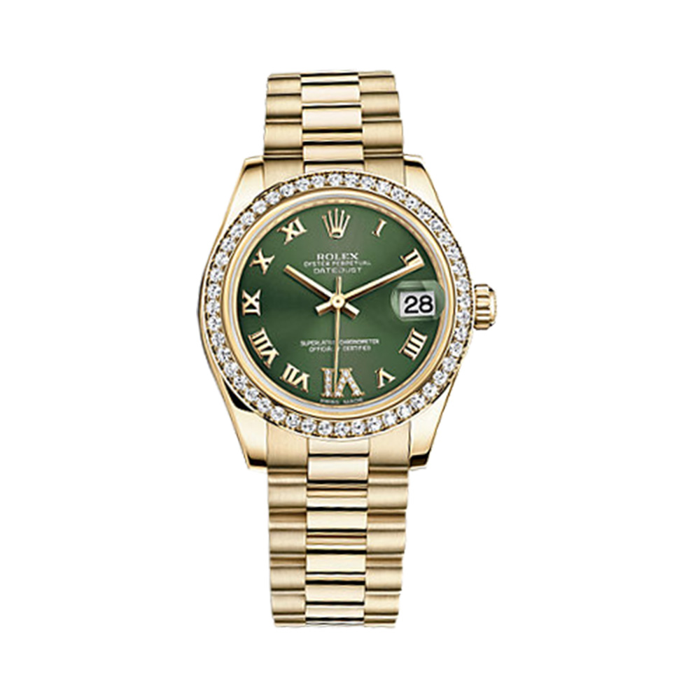 Datejust 31 178288 Gold & Diamonds Watch (Olive Green Set with Diamonds)