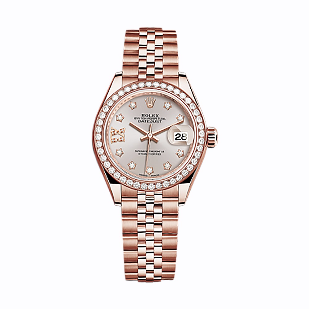 Lady-Datejust 28 279135RBR Rose Gold Watch (Sundust Set with Diamonds)