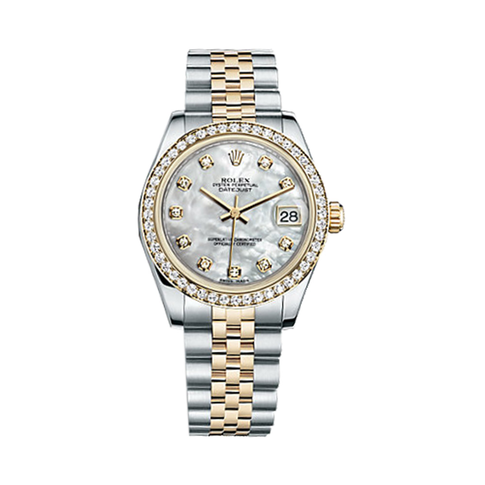 Datejust 31 178383 Gold & Stainless Steel Watch (White Mother-of-Pearl Set with Diamonds)