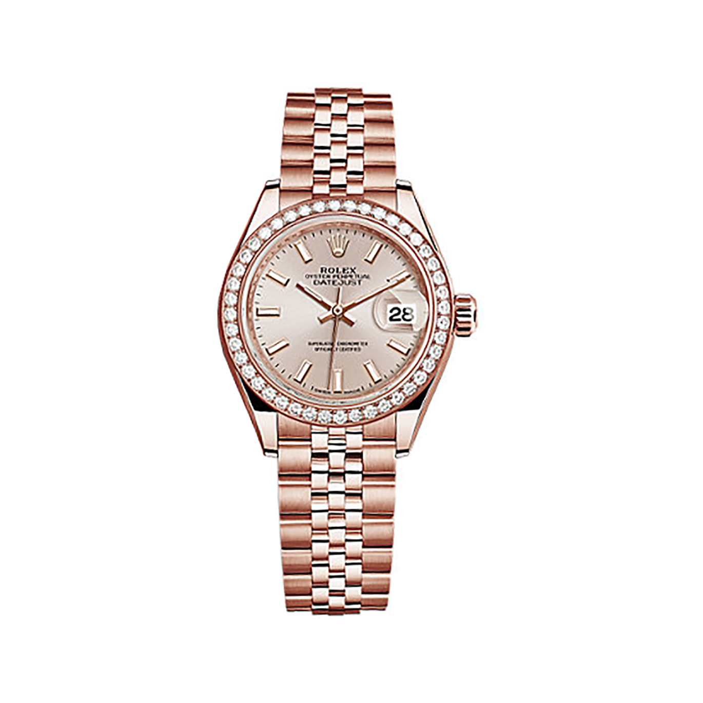 Lady-Datejust 28 279135RBR Rose Gold & Diamonds Watch (Sundust)