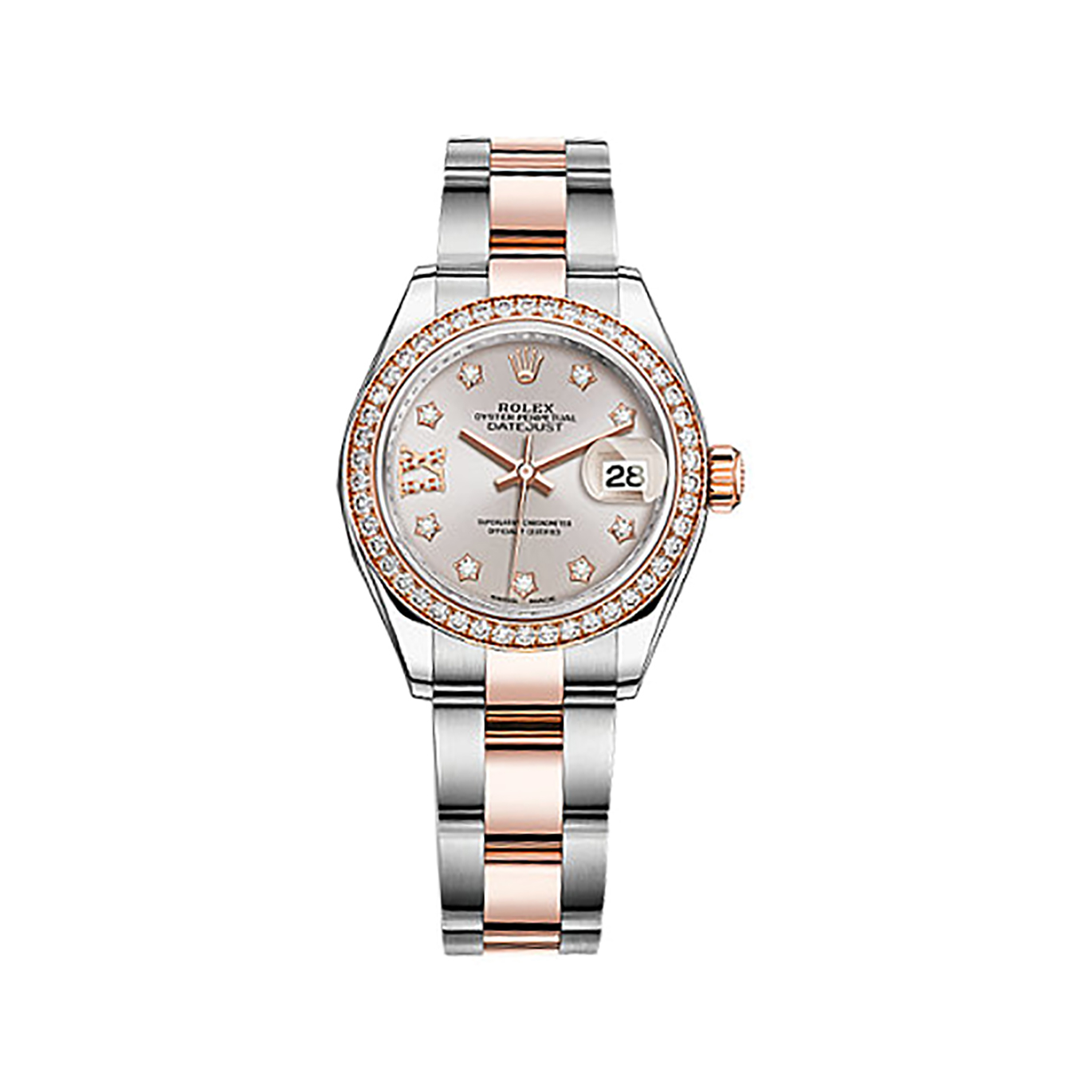Lady-Datejust 28 279381RBR Rose Gold & Stainless Steel & Diamonds Watch (Sundust Set with Diamonds)