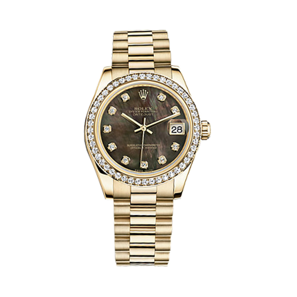 Datejust 31 178288 Gold & Diamonds Watch (Black Mother-of-Pearl Set with Diamonds)