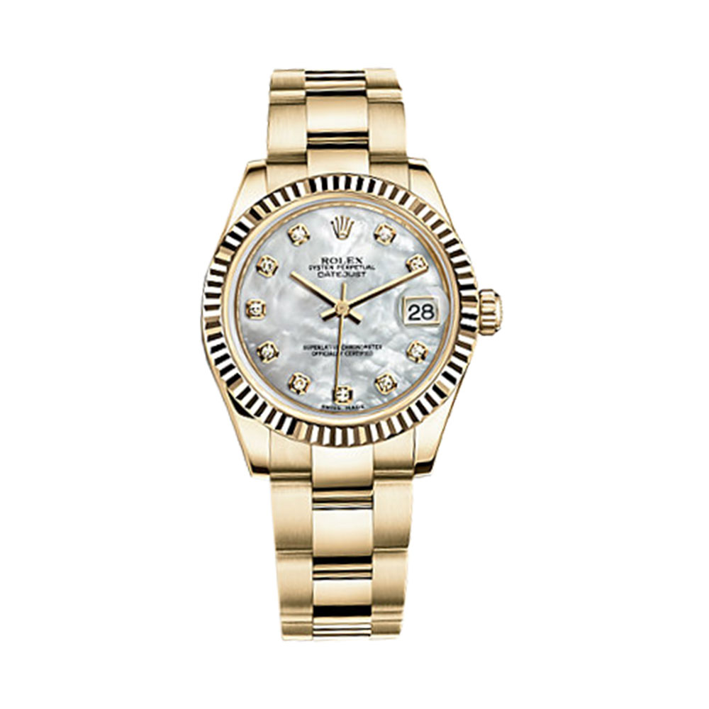 Datejust 31 178278 Gold Watch (White Mother-of-Pearl Set with Diamonds)